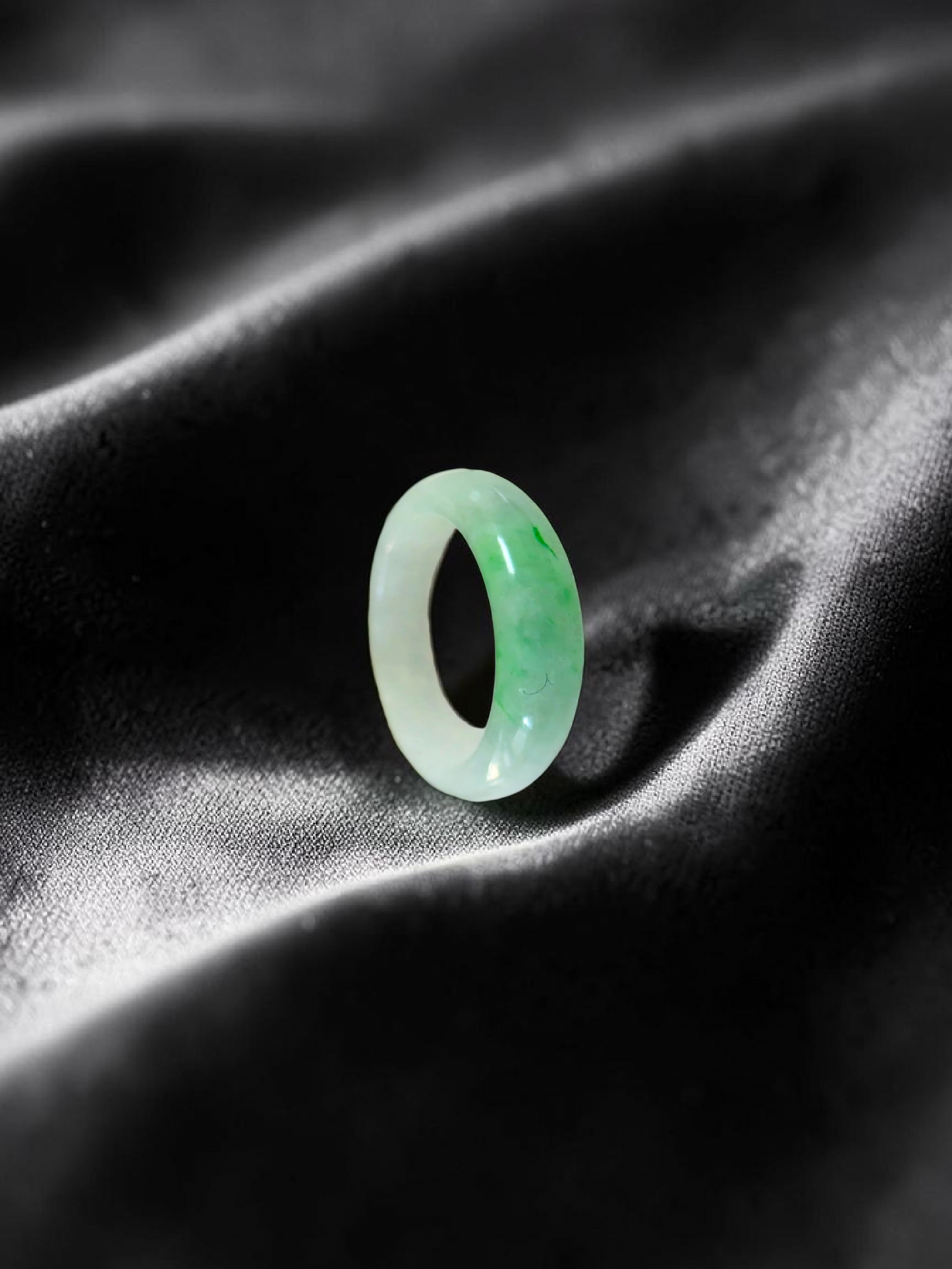 Burmese Green A-Jade Infinity Band Ring - Size US 6.5 - V9