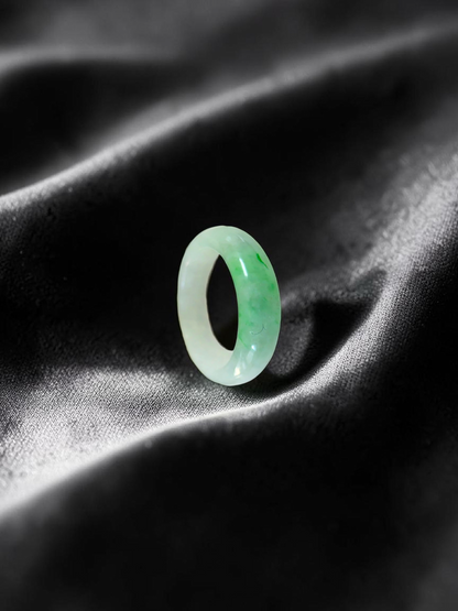 Burmese Green A-Jade Infinity Band Ring - Size US 6.5 - V9