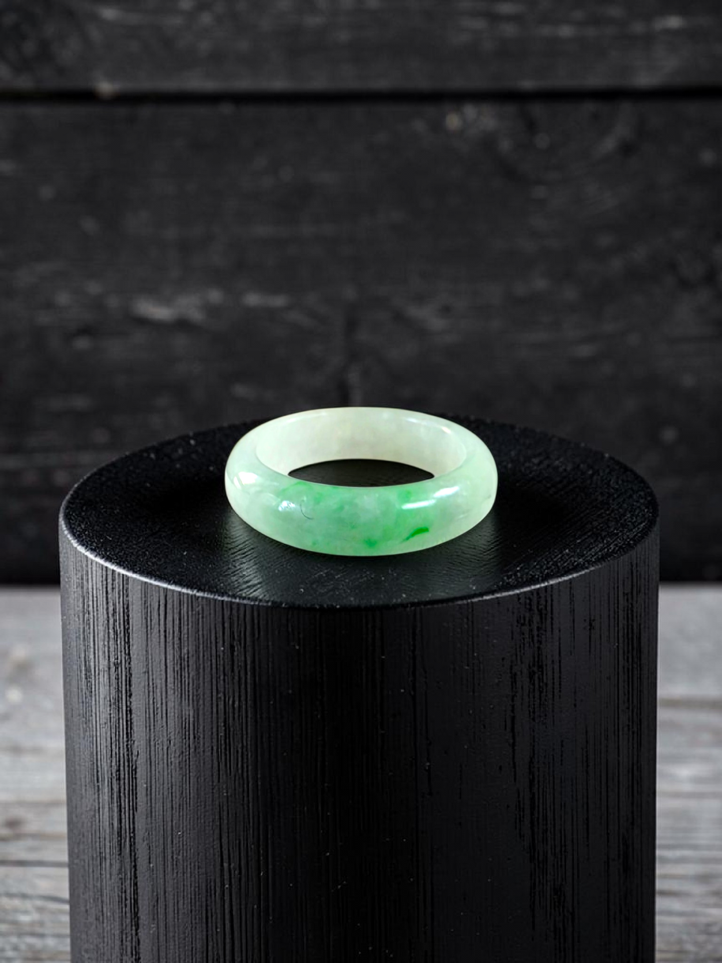 Burmese Green A-Jade Infinity Band Ring - Size US 6.5 - V9