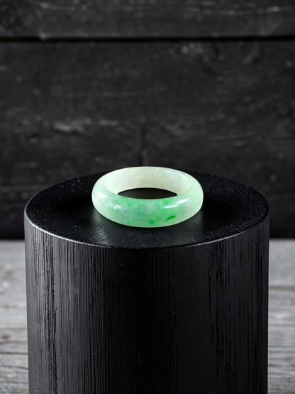 Burmese Green A-Jade Infinity Band Ring - Size US 6.5 - V9
