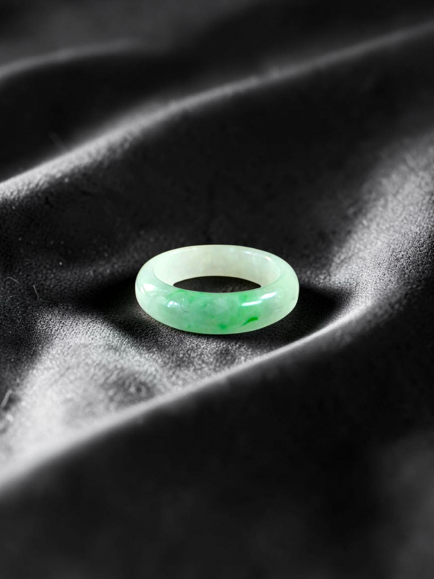 Burmese Green A-Jade Infinity Band Ring - Size US 6.5 - V9