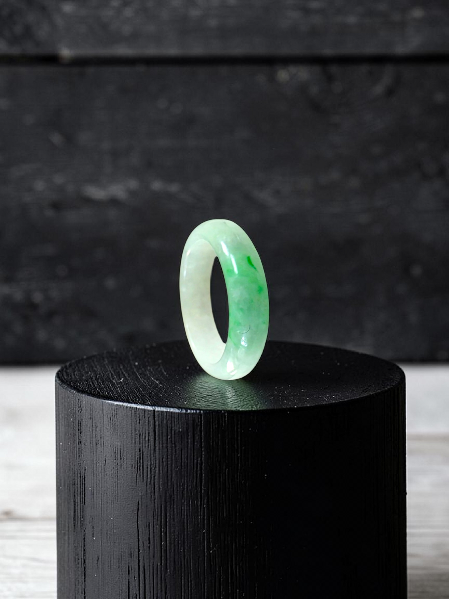 Burmese Green A-Jade Infinity Band Ring - Size US 6.5 - V9