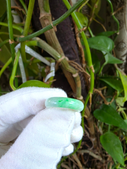 Burmese Green A-Jade Infinity Band Ring - Size US 6.5 - V9