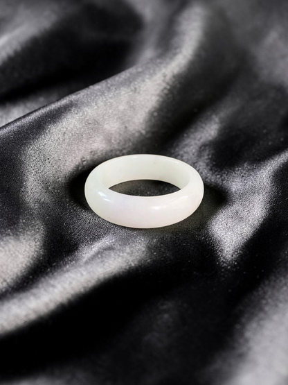 Burmese White A-Jade Infinity Band Ring - Size US 9 - V11