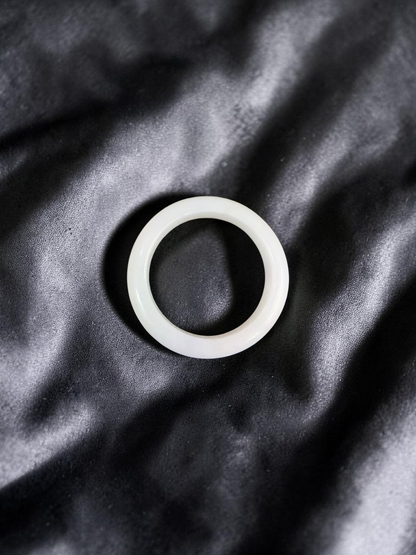 Burmese White A-Jade Infinity Band Ring - Size US 9 - V11