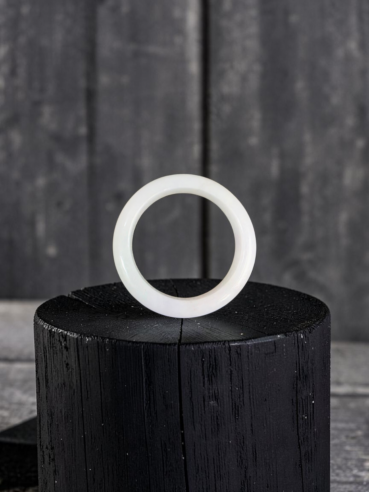 Burmese White A-Jade Infinity Band Ring - Size US 9 - V11