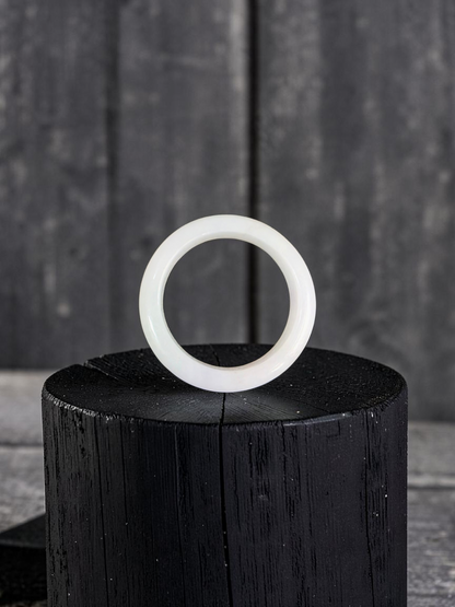 Burmese White A-Jade Infinity Band Ring - Size US 9 - V11