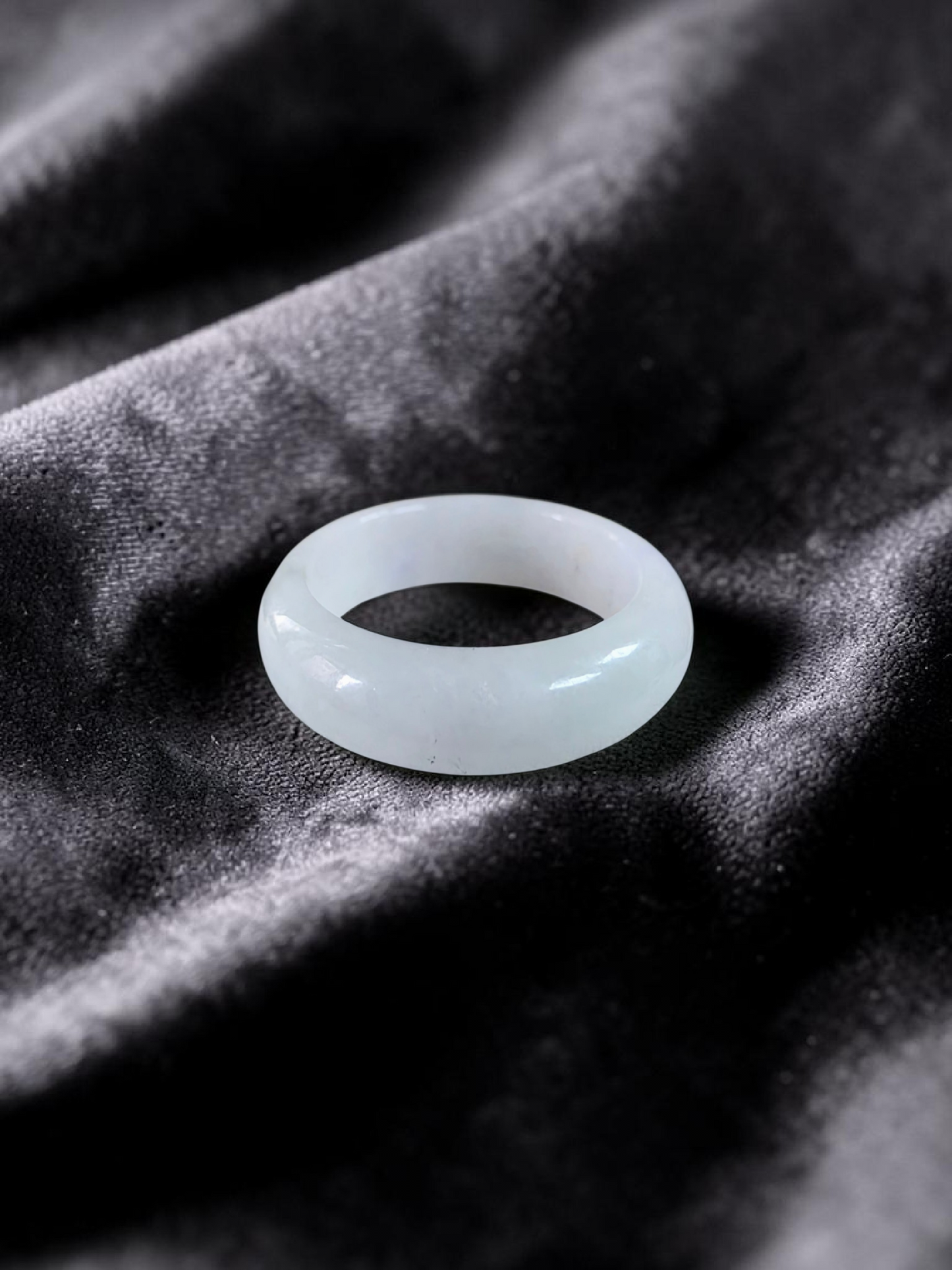 Burmese White A-Jade Infinity Band Ring - Size US 9 - V11