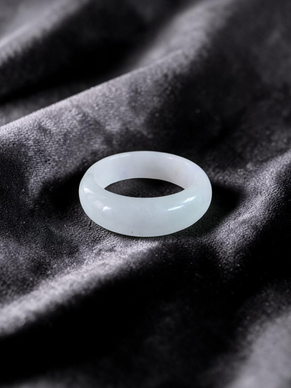 Burmese White A-Jade Infinity Band Ring - Size US 9 - V11