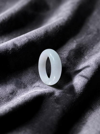 Burmese White A-Jade Infinity Band Ring - Size US 9 - V11