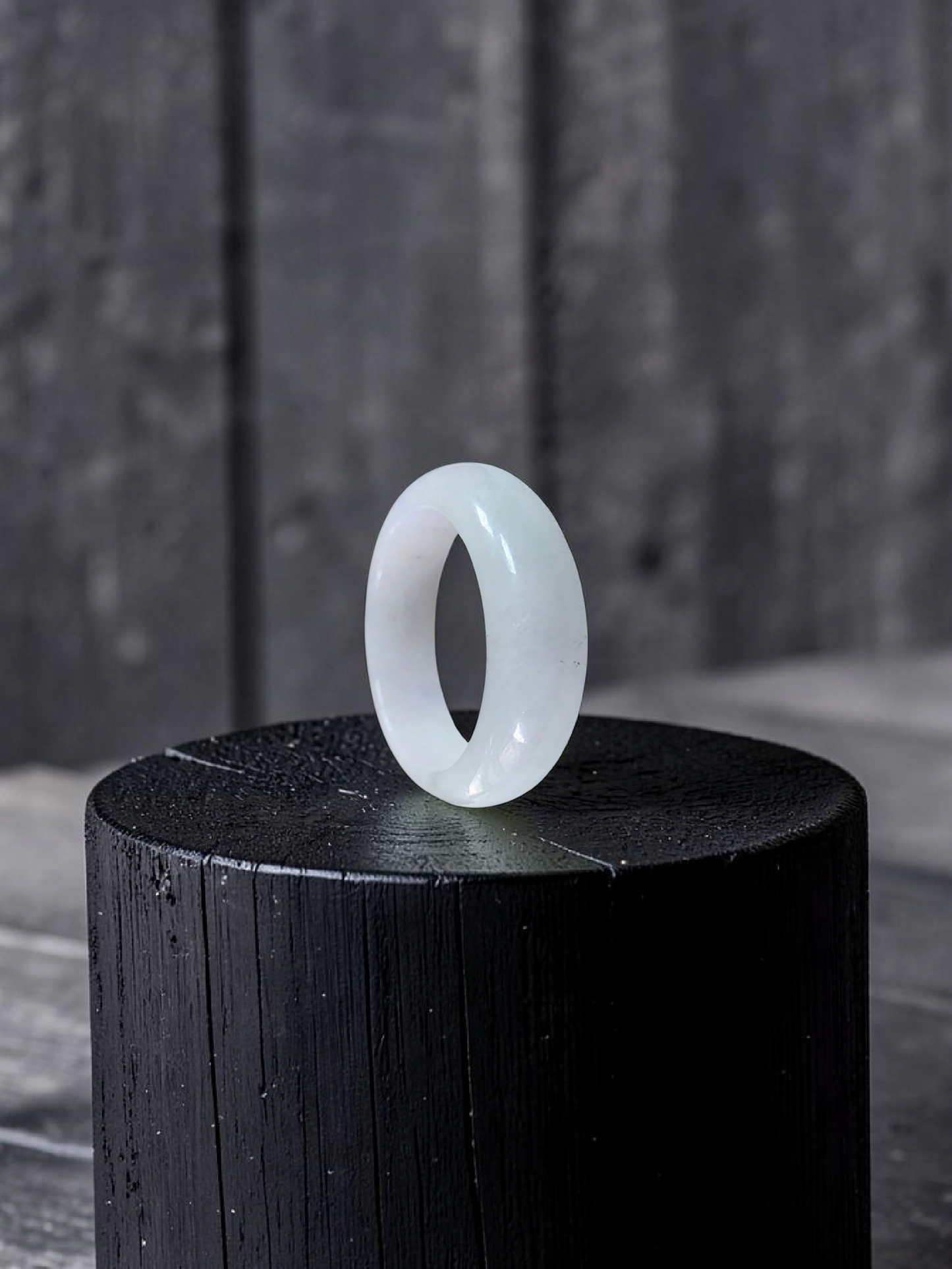 Burmese White A-Jade Infinity Band Ring - Size US 9 - V11
