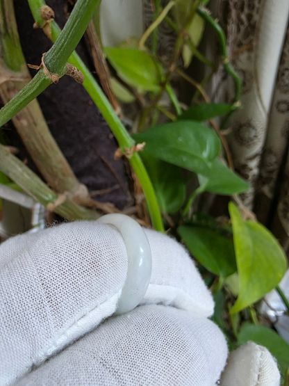 Burmese White A-Jade Infinity Band Ring - Size US 9 - V11