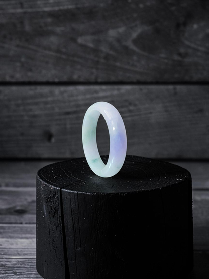 Burmese Lavender and Green A-Jade Infinity Band Ring - Size US 9.5 - V12