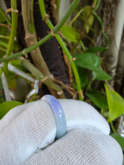 Burmese Lavender and Green A-Jade Infinity Band Ring - Size US 9.5 - V12