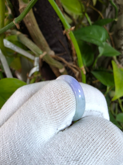 Burmese Lavender and Green A-Jade Infinity Band Ring - Size US 9.5 - V12