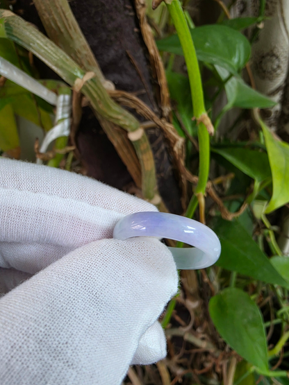Burmese Lavender and Green A-Jade Infinity Band Ring - Size US 9.5 - V12