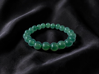 Certified Japanese Intense Icy Green Burmese A-Jade Beaded Bracelet (MADE IN JAPAN) (9.50 mm Each x 21 beads) 05059