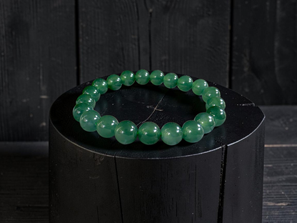 Certified Japanese Intense Icy Green Burmese A-Jade Beaded Bracelet (MADE IN JAPAN) (9.50 mm Each x 21 beads) 05059