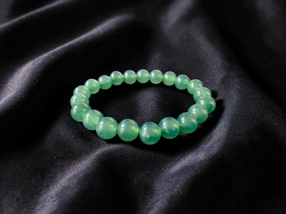 Certified Japanese Intense Icy Green Burmese A-Jade Beaded Bracelet (MADE IN JAPAN) (9.50 mm Each x 21 beads) 05059