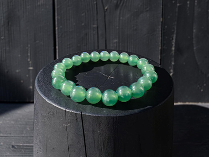Certified Japanese Intense Icy Green Burmese A-Jade Beaded Bracelet (MADE IN JAPAN) (9.50 mm Each x 21 beads) 05059