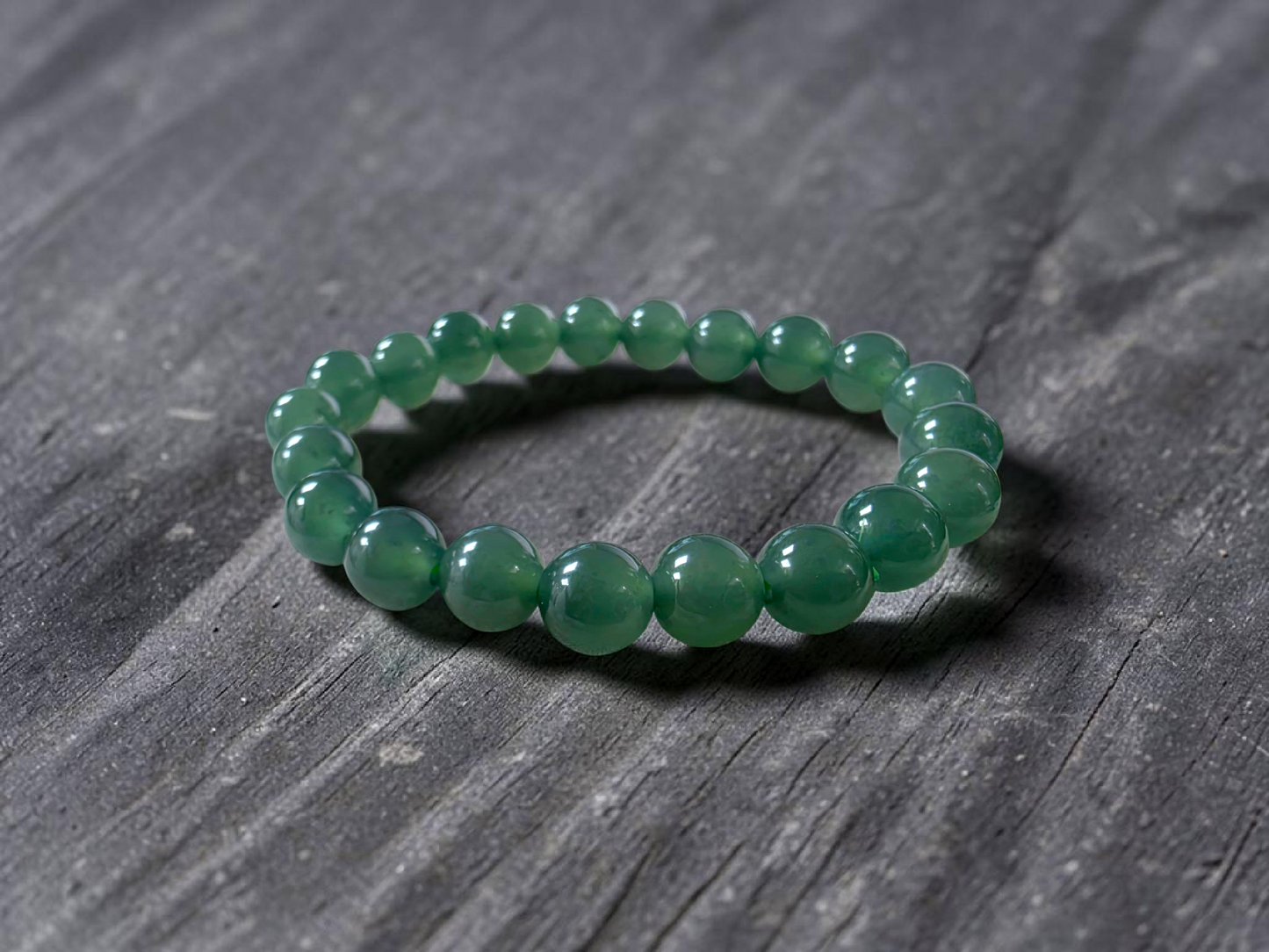 Certified Japanese Intense Icy Green Burmese A-Jade Beaded Bracelet (MADE IN JAPAN) (9.50 mm Each x 21 beads) 05059