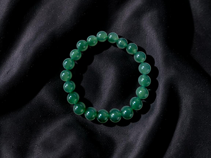 Certified Japanese Intense Icy Green Burmese A-Jade Beaded Bracelet (MADE IN JAPAN) (9.50 mm Each x 21 beads) 05059