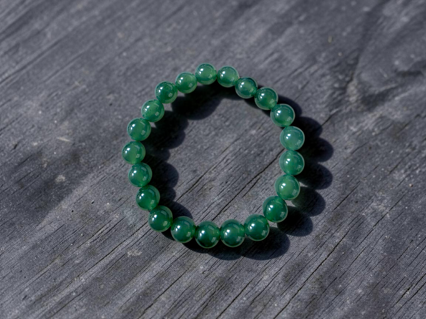Certified Japanese Intense Icy Green Burmese A-Jade Beaded Bracelet (MADE IN JAPAN) (9.50 mm Each x 21 beads) 05059
