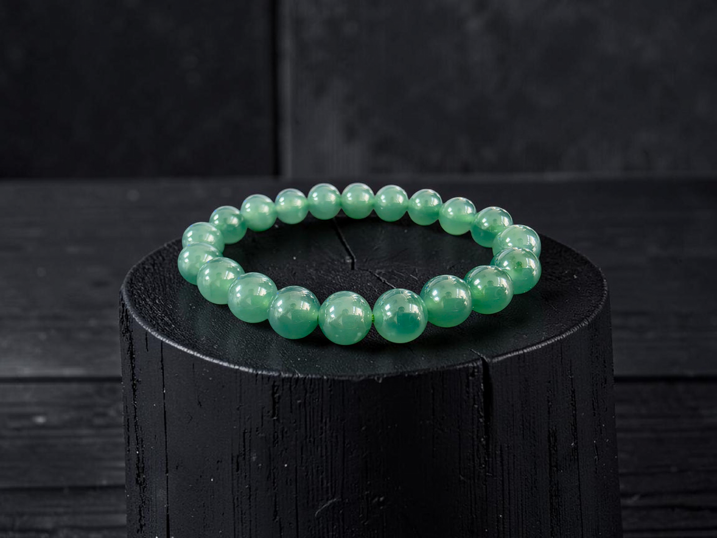 Certified Japanese Intense Icy Green Burmese A-Jade Beaded Bracelet (MADE IN JAPAN) (9.80-10 mm Each x 20 beads) 05061