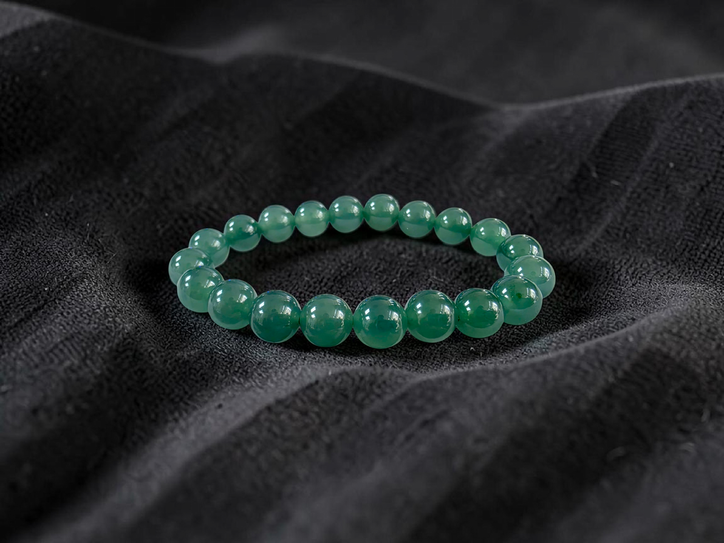 Certified Japanese Intense Icy Green Burmese A-Jade Beaded Bracelet (MADE IN JAPAN) (9.80-10 mm Each x 20 beads) 05061