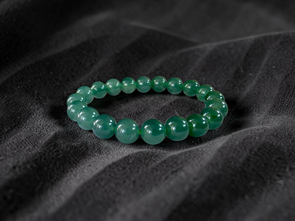 Certified Japanese Intense Icy Green Burmese A-Jade Beaded Bracelet (MADE IN JAPAN) (9.80-10 mm Each x 20 beads) 05061