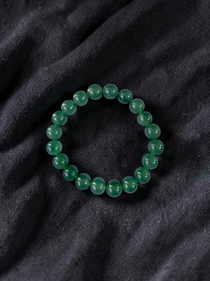Certified Japanese Intense Icy Green Burmese A-Jade Beaded Bracelet (MADE IN JAPAN) (9.80-10 mm Each x 20 beads) 05061