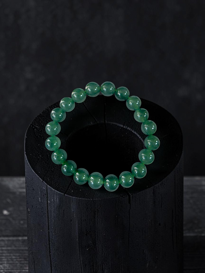 Certified Japanese Intense Icy Green Burmese A-Jade Beaded Bracelet (MADE IN JAPAN) (9.80-10 mm Each x 20 beads) 05061