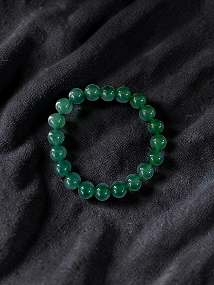 Certified Japanese Intense Icy Green Burmese A-Jade Beaded Bracelet (MADE IN JAPAN) (9.80-10 mm Each x 20 beads) 05061
