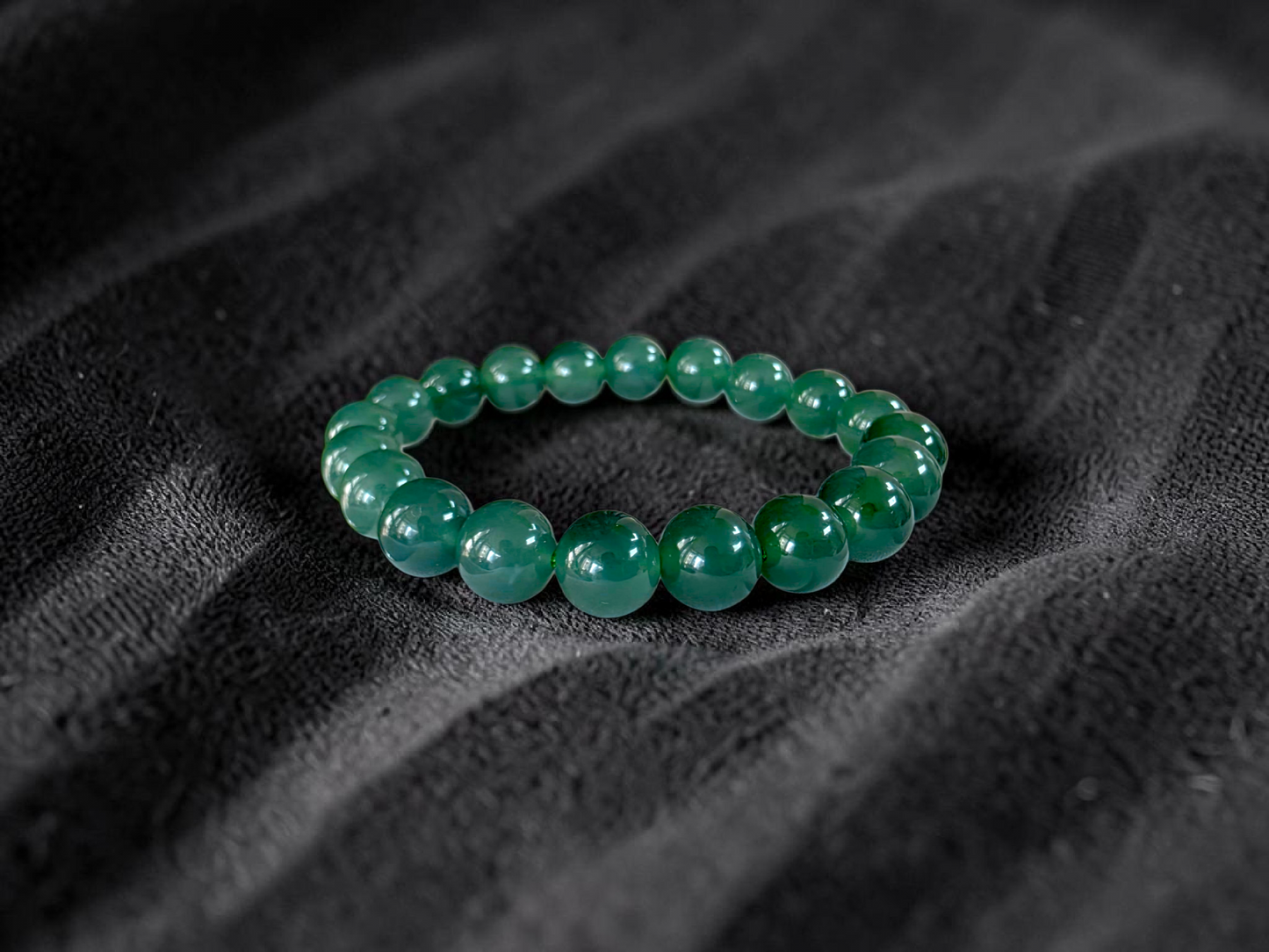 Certified Japanese Intense Icy Green Burmese A-Jade Beaded Bracelet (MADE IN JAPAN) (9.80-10 mm Each x 20 beads) 05061