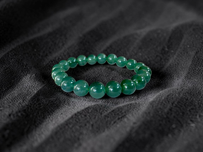 Certified Japanese Intense Icy Green Burmese A-Jade Beaded Bracelet (MADE IN JAPAN) (9.80-10 mm Each x 20 beads) 05061