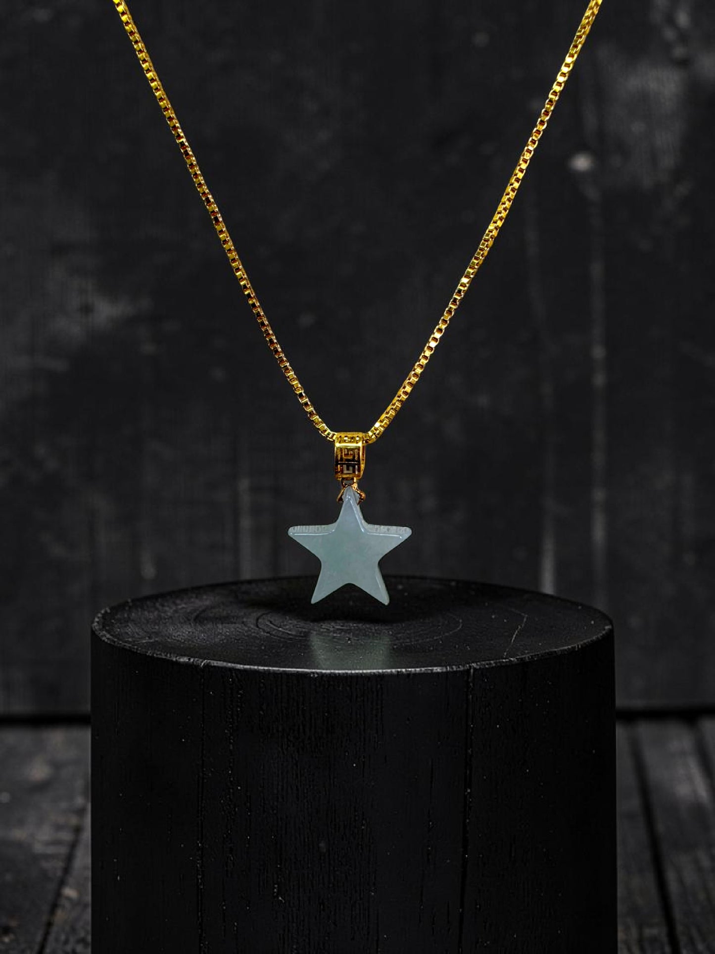 Daisen Star Icy Green Burmese A-Jadeite Charm Pendant (with 18K Yellow Gold)- Certified