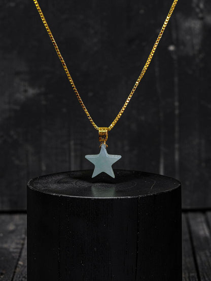 Daisen Star Icy Green Burmese A-Jadeite Charm Pendant (with 18K Yellow Gold)- Certified