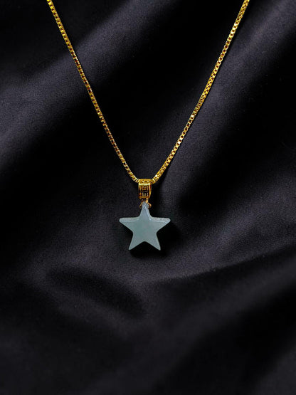 Daisen Star Icy Green Burmese A-Jadeite Charm Pendant (with 18K Yellow Gold)- Certified