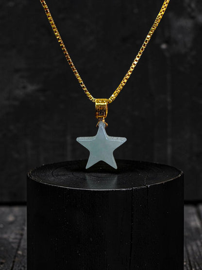 Daisen Star Icy Green Burmese A-Jadeite Charm Pendant (with 18K Yellow Gold)- Certified