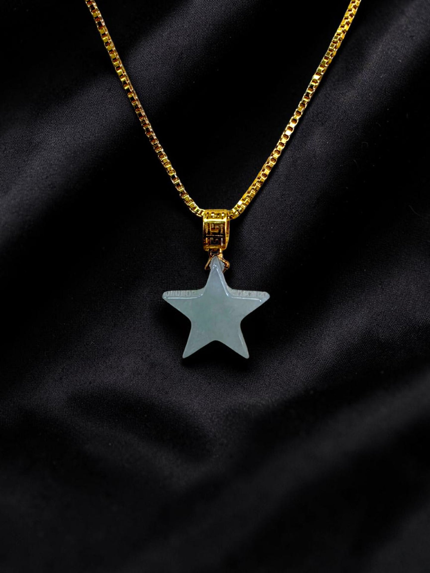 Daisen Star Icy Green Burmese A-Jadeite Charm Pendant (with 18K Yellow Gold)- Certified