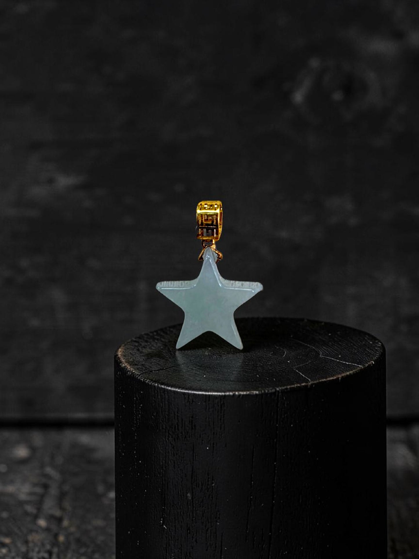 Daisen Star Icy Green Burmese A-Jadeite Charm Pendant (with 18K Yellow Gold)- Certified