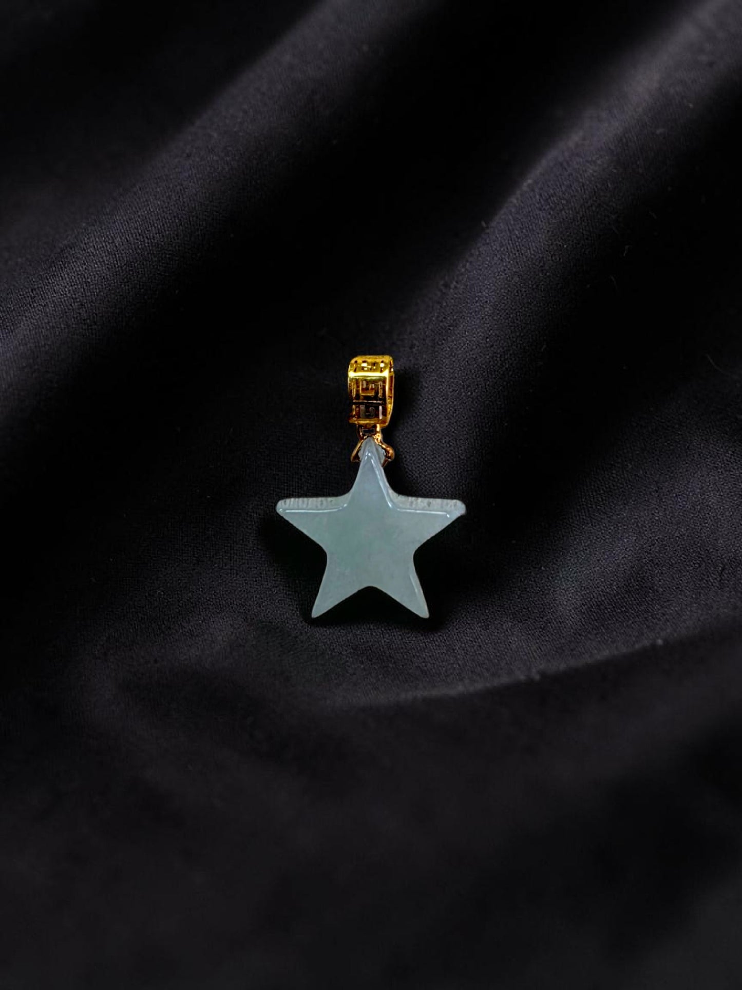 Daisen Star Icy Green Burmese A-Jadeite Charm Pendant (with 18K Yellow Gold)- Certified