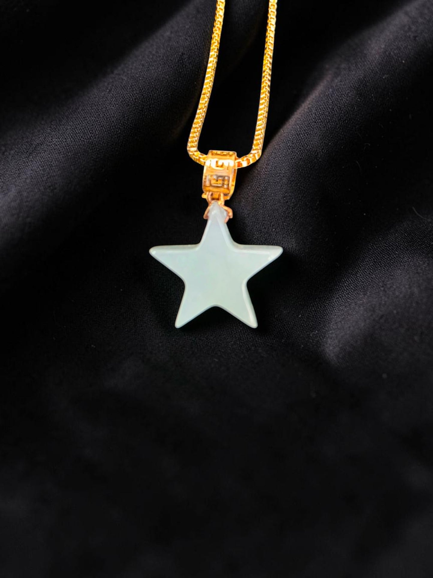 Daisen Star Icy Green Burmese A-Jadeite Charm Pendant (with 18K Yellow Gold)- Certified