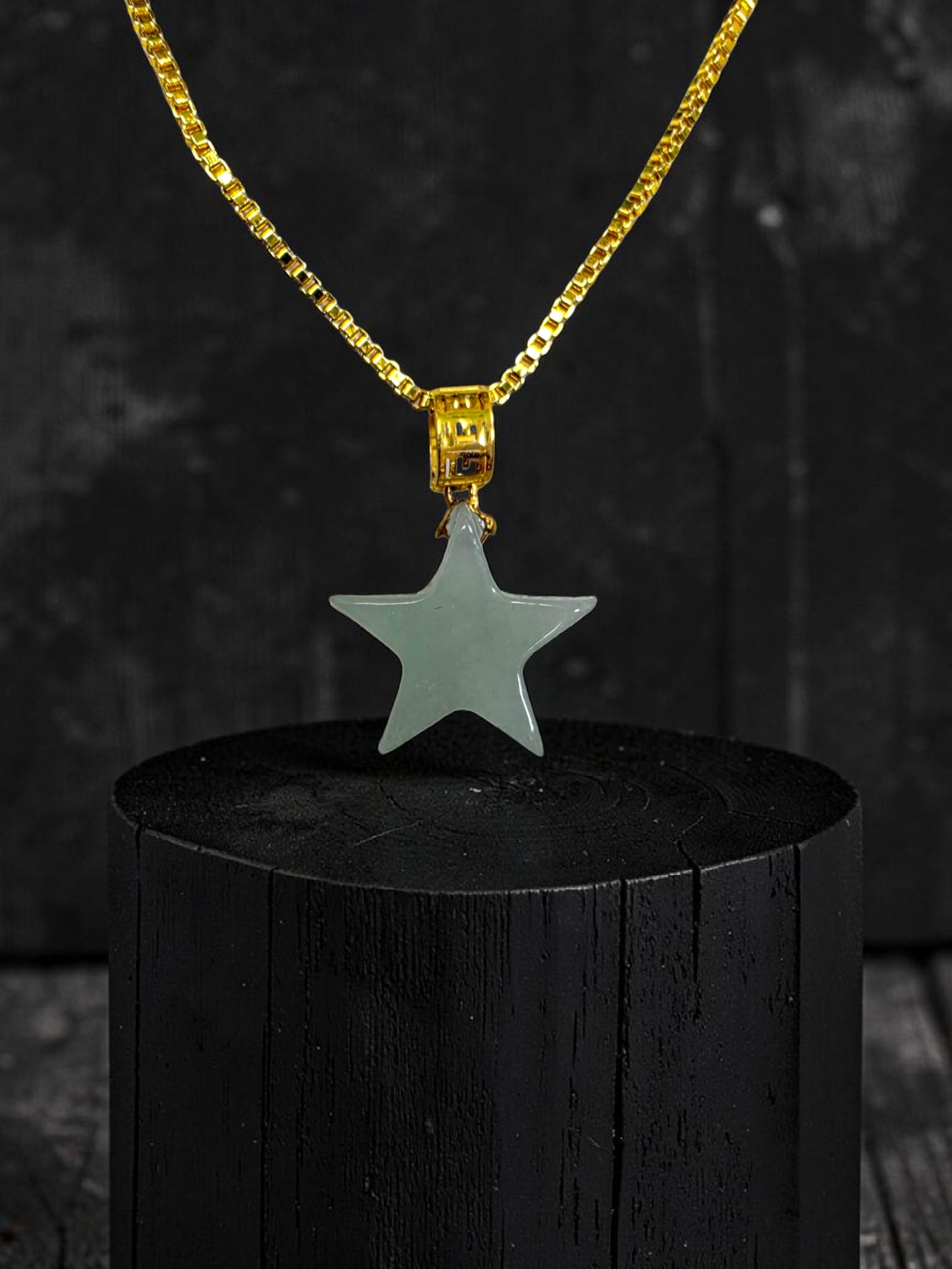 Daisen Star Icy Green Burmese A-Jadeite Charm Pendant (with 18K Yellow Gold)- Certified