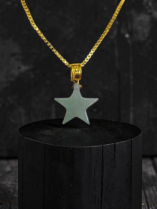Daisen Star Icy Green Burmese A-Jadeite Charm Pendant (with 18K Yellow Gold)- Certified