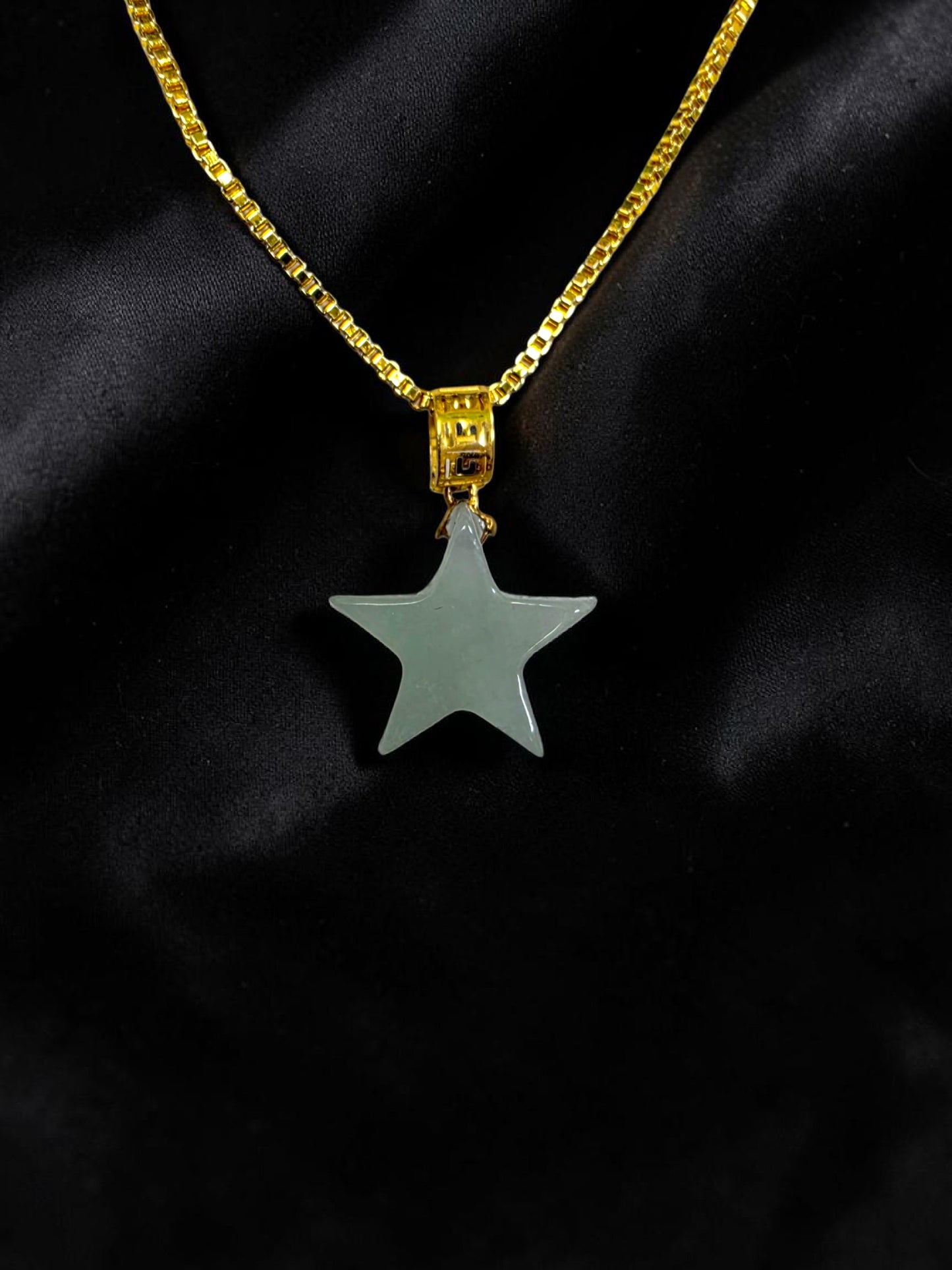 Daisen Star Icy Green Burmese A-Jadeite Charm Pendant (with 18K Yellow Gold)- Certified