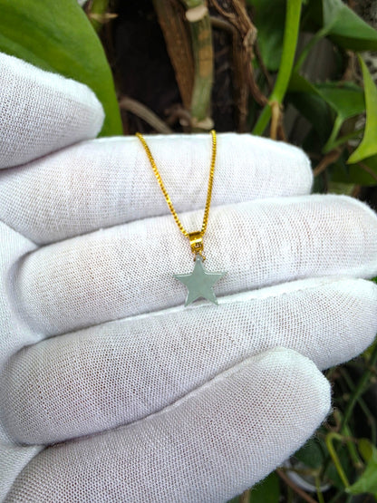 Daisen Star Icy Green Burmese A-Jadeite Charm Pendant (with 18K Yellow Gold)- Certified