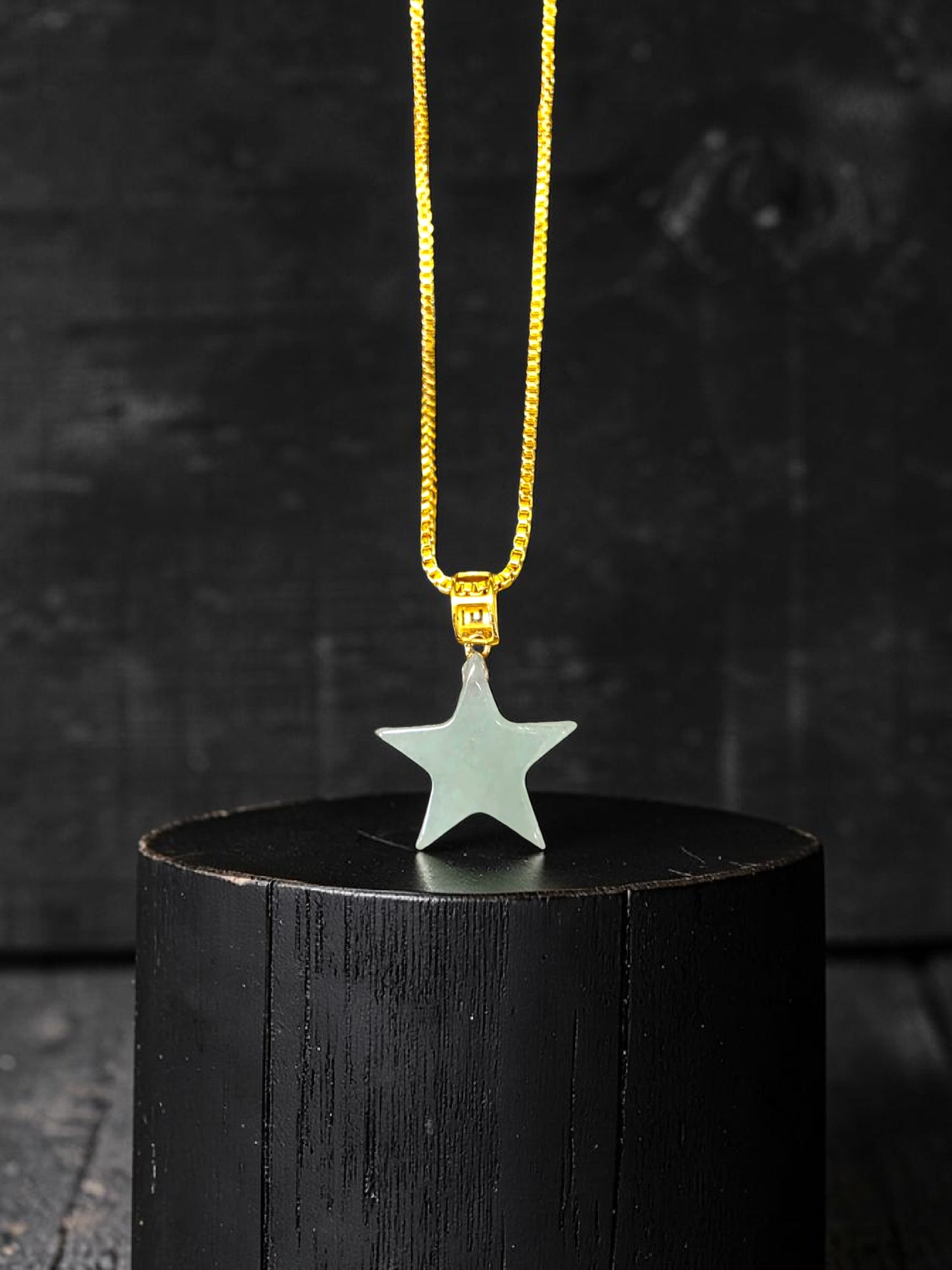 Daisen Star Icy Green Burmese A-Jadeite Charm Pendant (with 18K Yellow Gold)- Certified