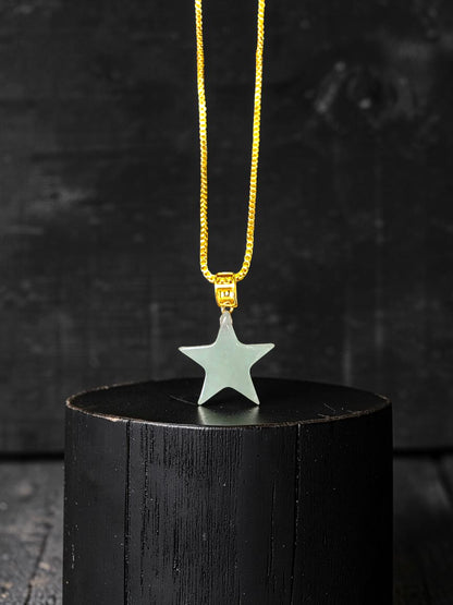 Daisen Star Icy Green Burmese A-Jadeite Charm Pendant (with 18K Yellow Gold)- Certified