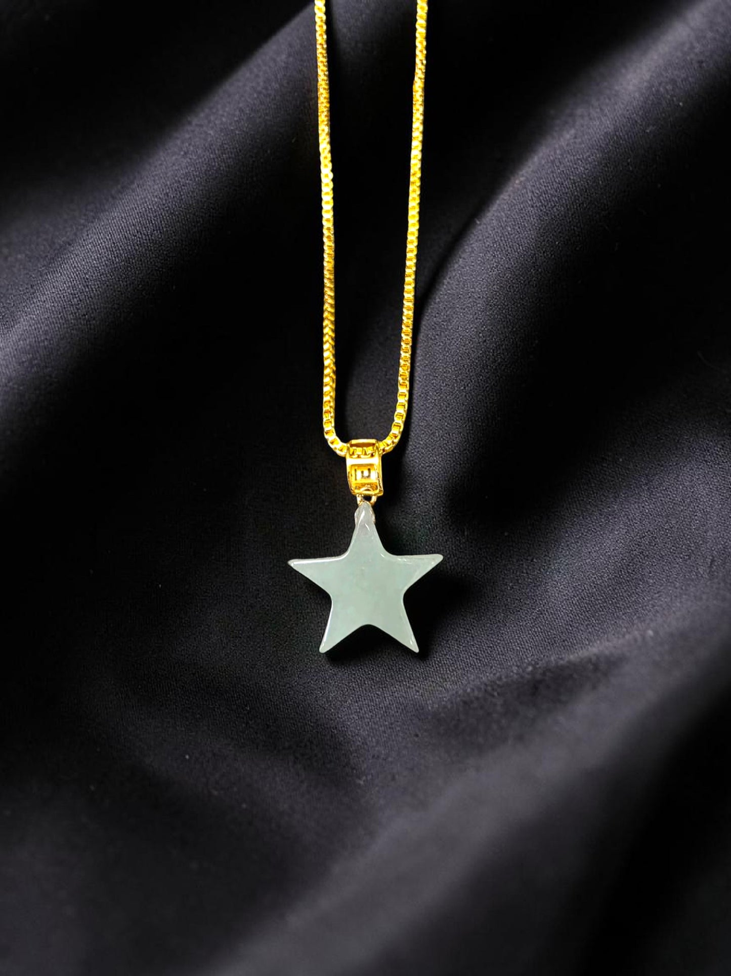 Daisen Star Icy Green Burmese A-Jadeite Charm Pendant (with 18K Yellow Gold)- Certified